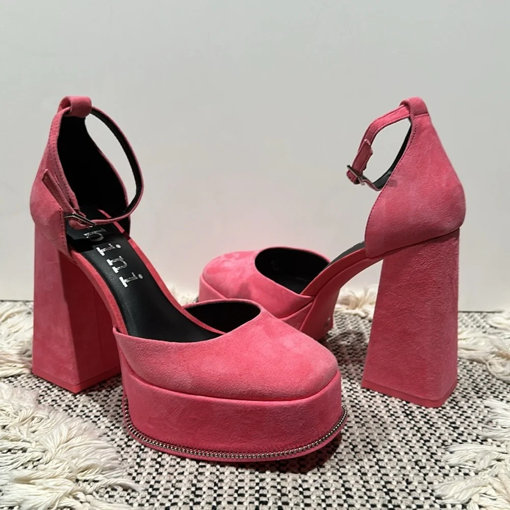 Gianni Bini Otten Suede Ankle Strap Platform Pumps